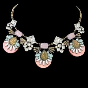 Charming Charlie bronze tone metal rhinestone statement necklace